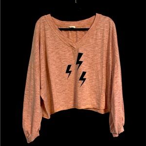 Peach Love lightening bolt boutique top women’s Size XL Peach Black
